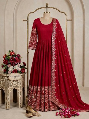 Designer D.No. 801 Pure Chinon Silk Gown Pant with Dupatta gown catalogs