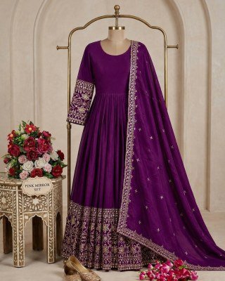Designer D.No. 801 Pure Chinon Silk Gown Pant with Dupatta gown catalogs