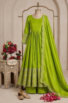 Designer D.No. 801 Pure Chinon Silk Gown Pant with Dupatta gown catalogs