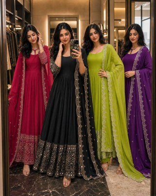 Designer D.No. 801 Pure Chinon Silk Gown Pant with Dupatta gown catalogs