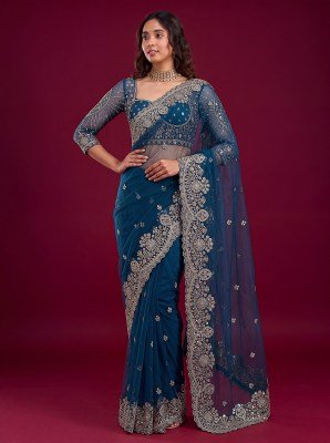 Designer Party Wear Saree DVD ON5193  Net Sequin Embroidery Work 