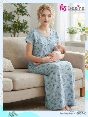 Desire 6027 Hosiery Feeding Nighty with Zipper & Button 