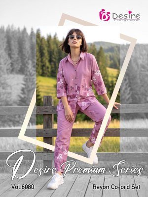 Desire Premium 6080 Rayon 18KG Shirt Style Co-Ord Set wholesale catalogs