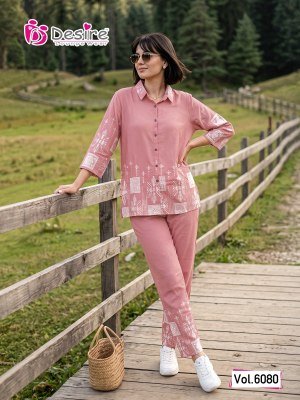 Desire Premium 6080 Rayon 18KG Shirt Style Co-Ord Set co ord set catalogs