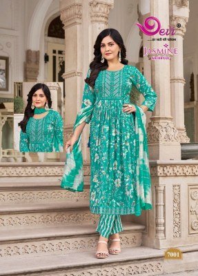 Devi Jasmin Vol 7 Designer Readymade Suit  Reyon Pant And Chanderi Sequin Dupatta Wholesale kurtis catalogs