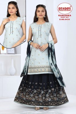 Devi Kanishka Skirt Set D NO 8434 Silk Reyon Readymade Western Wear Catalogue Pcs Wholesale Rate  western wear catalogs