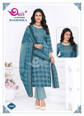 Devi Rashmika Vol 4 Kurti Pant Dupatta Set  Pure Cotton Printed with Lining And Embroidery Neck Patch Wholesale  kurtis catalogs