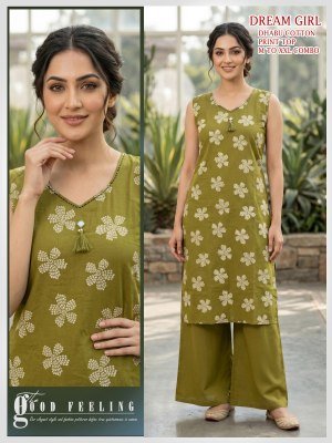 Dhaboo Cotton 2-Piece Kurti Set with Extra Sleeves kurtis catalogs