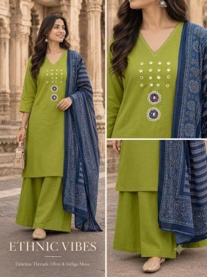 Dhaboo Cotton 3-Piece Big Size Suit Set with  Dupatta and Patchwork  Size wise Combo Set