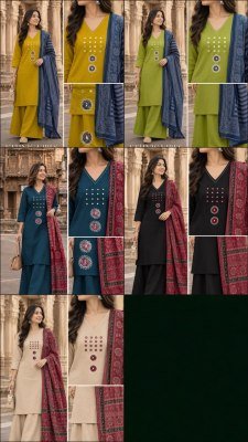 Dhaboo Cotton 3-Piece Big Size Suit Set with  Dupatta and Patchwork  Size wise Combo Set