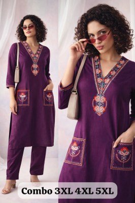 Dhabu Cotton 2-Piece Kurti Palazzo Set with Pocket Size wise Combo Set
