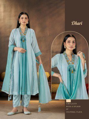 Dhari Mull  Kurti Pant Dupatta 3-Piece Suit Set with Hand and Embroidery Work 