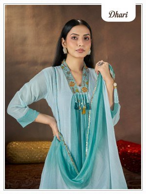 Dhari Mull  Kurti Pant Dupatta 3-Piece Suit Set with Hand and Embroidery Work Size wise Combo Set