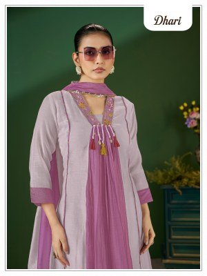 Dhari Mull  Kurti Pant Dupatta 3-Piece Suit Set with Hand and Embroidery Work Size wise Combo Set