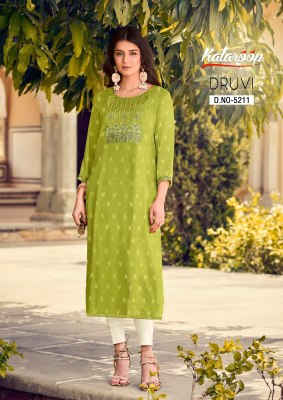 Dhruvi by Kalroop fancy printed embroidered kurti catalogue at low rate kurtis catalogs