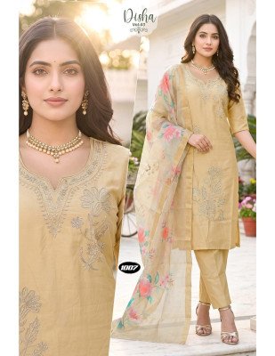 Disha Vol. 3 Heavy Roman Silk Kurti Pant with Digital Border Dupatta Set kurti pant with dupatta Catalogs