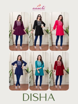 Disha by Aanchi Fancy Embroidered work short top western top catalogue at affordable rate western wear catalogs