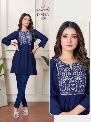 Disha by Aanchi Fancy Embroidered work short top western top catalogue at affordable rate western wear catalogs