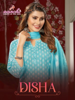 Disha by Aanchi kurti reyon printed Top bottom and dupatta catalogue Aanchi 