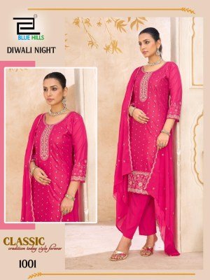 Diwali Party Wear Set Embroidered Chanderi Top Roman Silk Bottom and Chinon Dupatta wholesale readymade suits catalogs readymade suit catalogs