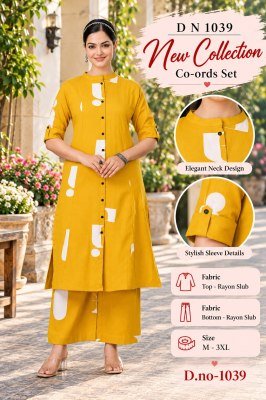 Diwali Special Code 1039 Rayon Slub Digital Print Co-Ord Set with Ankle-Length Pant Size wise Combo Set