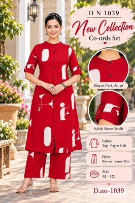 Diwali Special Code 1039 Rayon Slub Digital Print Co-Ord Set with Ankle-Length Pant Size wise Combo Set