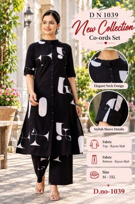 Diwali Special Code 1039 Rayon Slub Digital Print Co-Ord Set with Ankle-Length Pant Size wise Combo Set