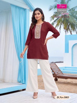 Diya Trends Fashion Look Short Top with Palazzo  kurtis catalogs
