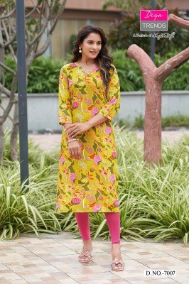 Diya Trends Gardencity 8 Rayon Printed Kurti with Foil Embroidery 12 Stylish Designs Wholesale kurtis catalogs