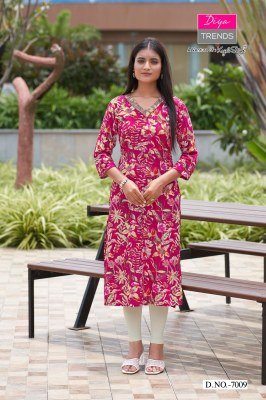 Diya Trends Gardencity 8 Rayon Printed Kurti with Foil Embroidery 12 Stylish Designs Wholesale kurtis catalogs