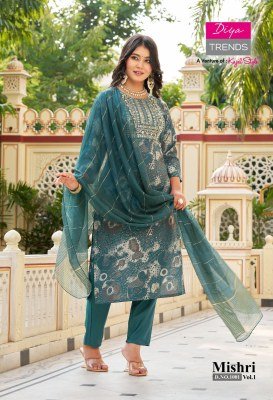 Diya Trends Mishri Vol 1 Straight Kurti with Pant And Jacquard Sequence Dupatta Vertican Print Fancy Embroidery Work Wholesale kurti pant with dupatta Catalogs