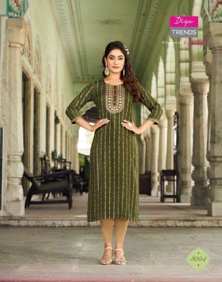 Diya Trends Victoria Vol 8 Rayon Embroidery Work Kurti catalogue wholesaler exporter  kurtis catalogs