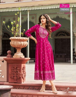 Diya trends new lakme vol 1  rayon Embroidery Work designer look wholesale Kurti catalogue  kurtis catalogs