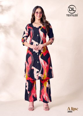 Dl A Line Vol 3 Women s Heavy Poplin Cotton Printed A Line Kurti with Pants Long Co ord Set Wholesale Amavi