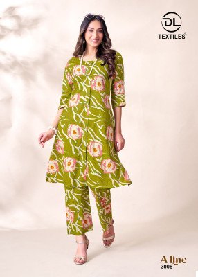 Dl A Line Vol 3 Women s Heavy Poplin Cotton Printed A Line Kurti with Pants Long Co ord Set Wholesale kurtis catalogs