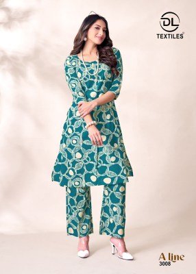 Dl A Line Vol 3 Women s Heavy Poplin Cotton Printed A Line Kurti with Pants Long Co ord Set Wholesale kurtis catalogs