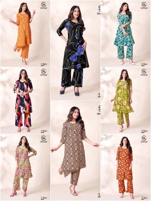 Dl A Line Vol 3 Women s Heavy Poplin Cotton Printed A Line Kurti with Pants Long Co ord Set Wholesale kurtis catalogs