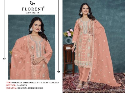 Dno 1031ABCD by Florent Heavy Dull Organza Embroidered Suit with budget rate Amavi