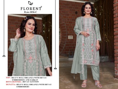 Dno 1036ABCD by Florent Heavy Dull Organza Embroidered Suit with budget rate Amavi
