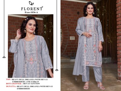 Dno 1036ABCD by Florent Heavy Dull Organza Embroidered Suit with budget rate salwar kameez catalogs