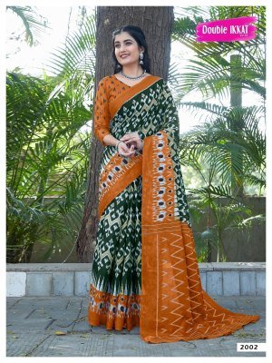 Double Ikkat Vol 2 luanch Double Ikkat Jaipuri Cotton Printed Sarees catalogue at low rate sarees catalogs