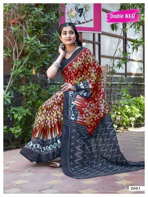 Double Ikkat Vol 2 luanch Double Ikkat Jaipuri Cotton Printed Sarees catalogue at low rate sarees catalogs