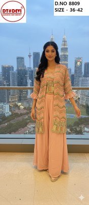 Dt Devi D.No. 8809 Elliza Crop Top with Coat Wedding Set Size wise Combo Set