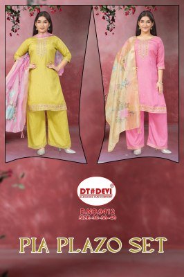 Dt Devi D.No 9412 Pia Plazo Kurti Set Vitchara Silk with Digital Tabby Dupatta Wholesale kurti pant with dupatta Catalogs