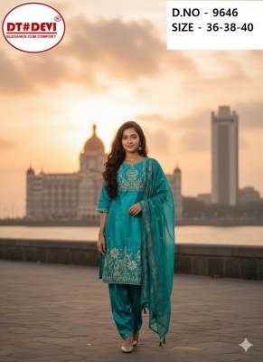 Dt Devi D n 9646 Roman Glass Kurti Set Wholesale  readymade suit catalogs