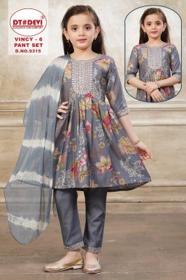 Dt Devi Design 9315 Vincy 6 Kurti Set Plazo Set Bernil Silk with Nazeen Double Colour Dupatta Wholesale kurtis catalogs