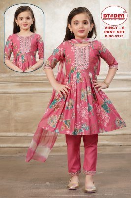 Dt Devi Design 9315 Vincy 6 Kurti Set Plazo Set Bernil Silk with Nazeen Double Colour Dupatta Wholesale kurtis catalogs