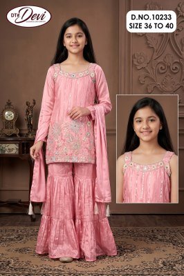 Dt Devi Falina-2 Sharara Set D.No. 10233 – HO Silk Allover Embroidery fancy sharara suit Catalogs