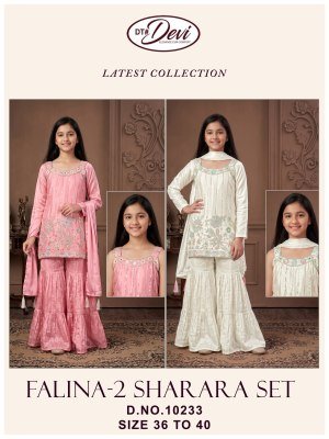 Dt Devi Falina-2 Sharara Set D.No. 10233 – HO Silk Allover Embroidery fancy sharara suit Catalogs