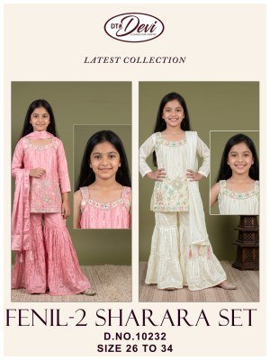 Dt Devi Fenil-2 Sharara Set D.No. 10232 – HO Silk Embroidery Kids Set 